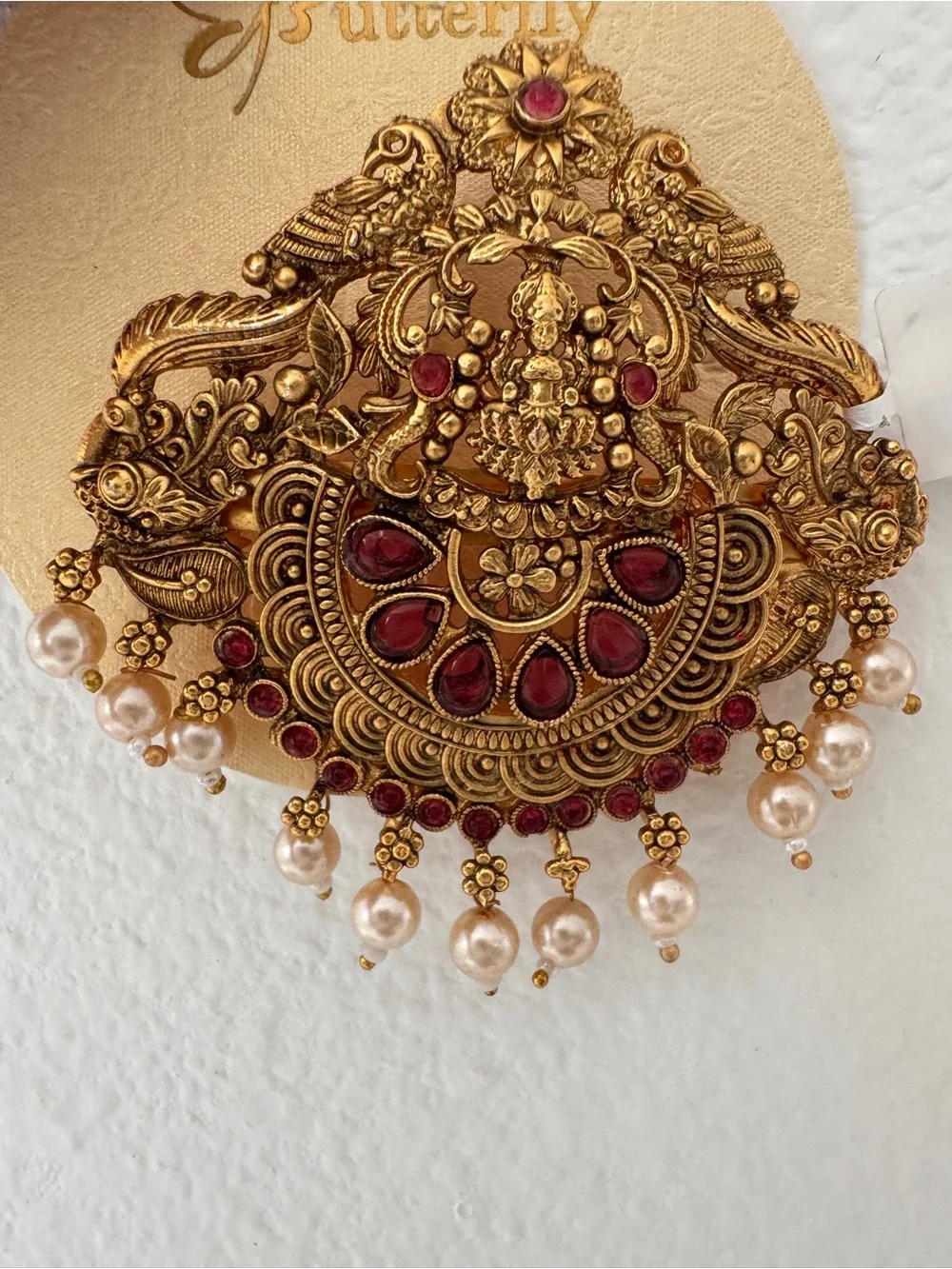 Vintage Gold-Tone Hair-clip with Faux Pearls & Stone Accents - NWT